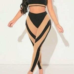 SHEIN Black Nude Pattern Leggings